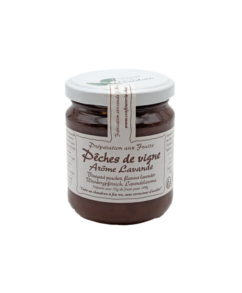 Confiture Pêches de vigne / Lavande 250g